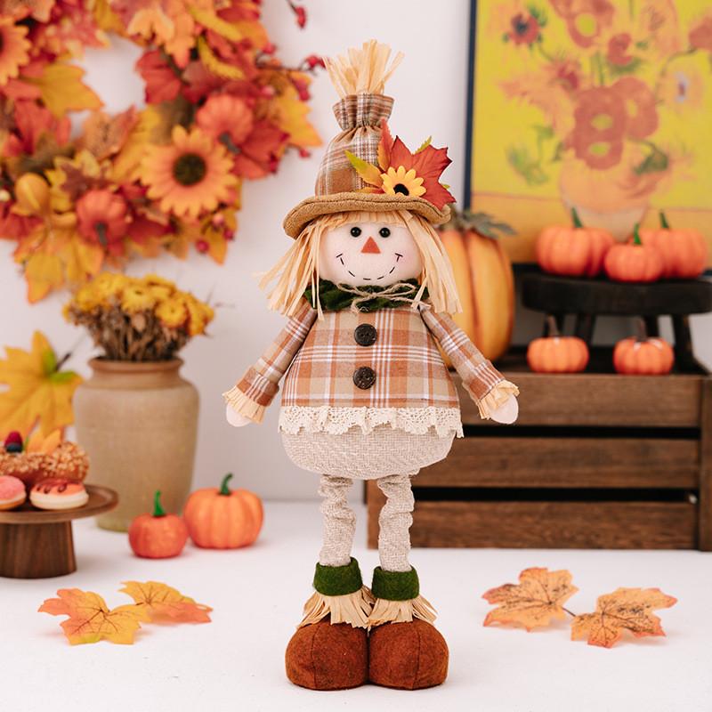Stretchable Harvest Adorable Season Scarecrow Plush Doll For Decor Festive