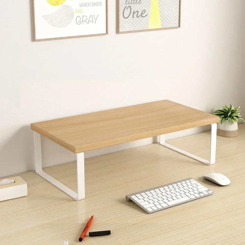 Office Desktop Computer Stand Rack Bracket Raised Shelf Laptop Monitor Wooden Table Home Storage Holders Utility Accessories