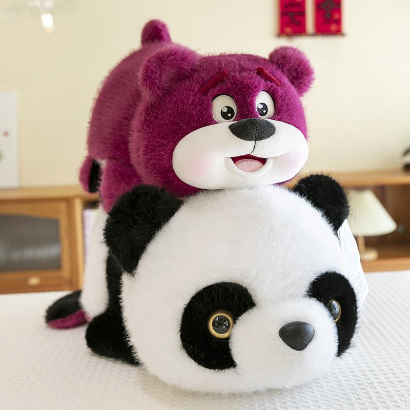 

Креативная плюшевая игрушка Панда-перевертыш Подарок на день рождения для девочки Подушка-единорог Клубничный медведь Офисное украшение 35cm【0.315kg】