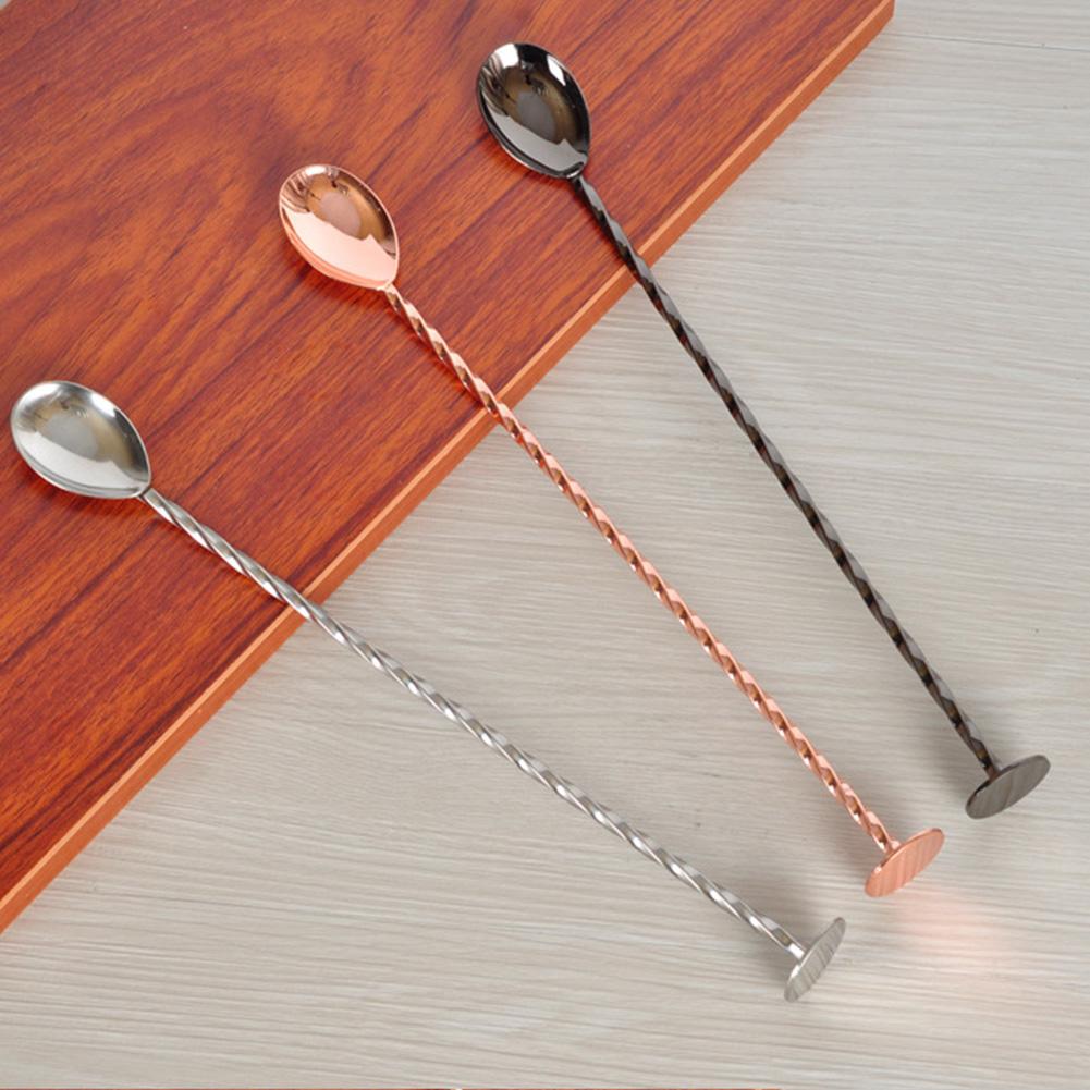 304 Stainless Steel Threaded Bar Spoon Swizzle Stick for Coffee Cocktail Mojito