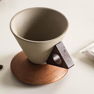 Triangular Cone Ceramic Coffee Cup Drinking Cup Vintage Style Vintage Pottery Mug with Handle Handmade Espresso Cup Gift Giving