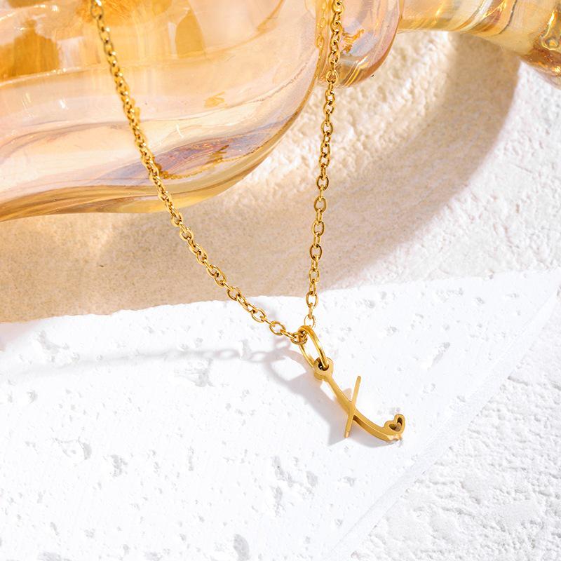 Elegant Titanium Steel Letter Necklace for Women - 2026 Clavicle Chain English Letter Pendant Jewelry
