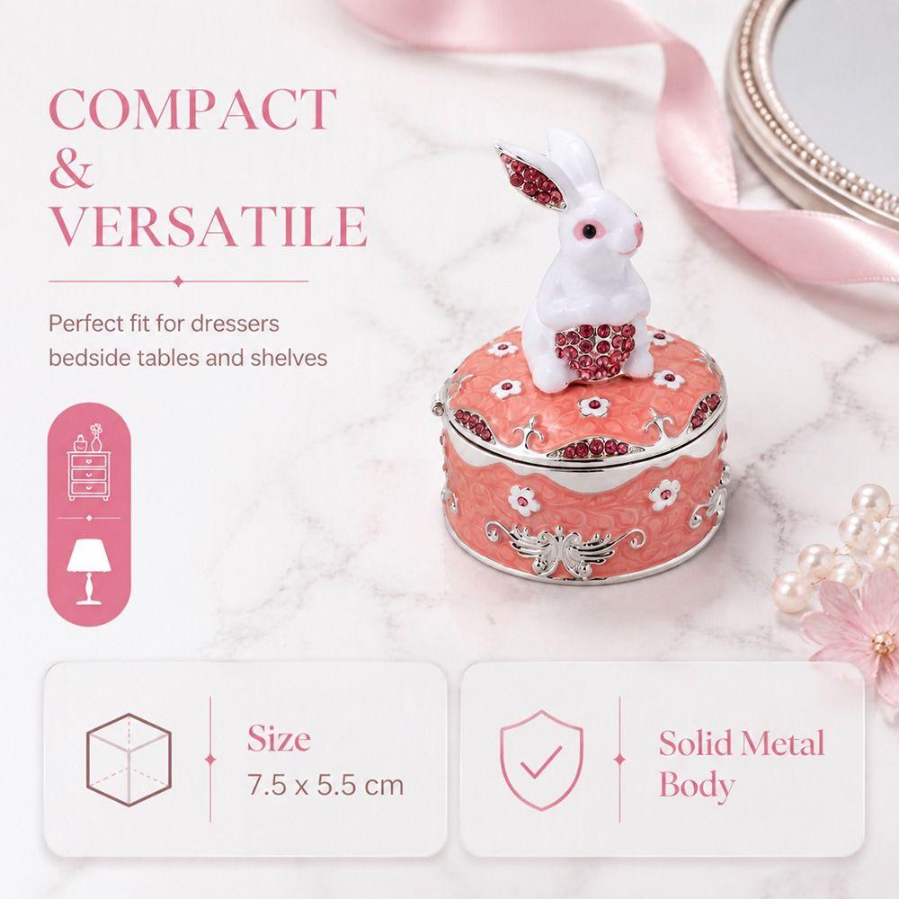 Enamel Jewelry Organizer Zinc Alloy Decorative Trinket Box Earring Ring Storage