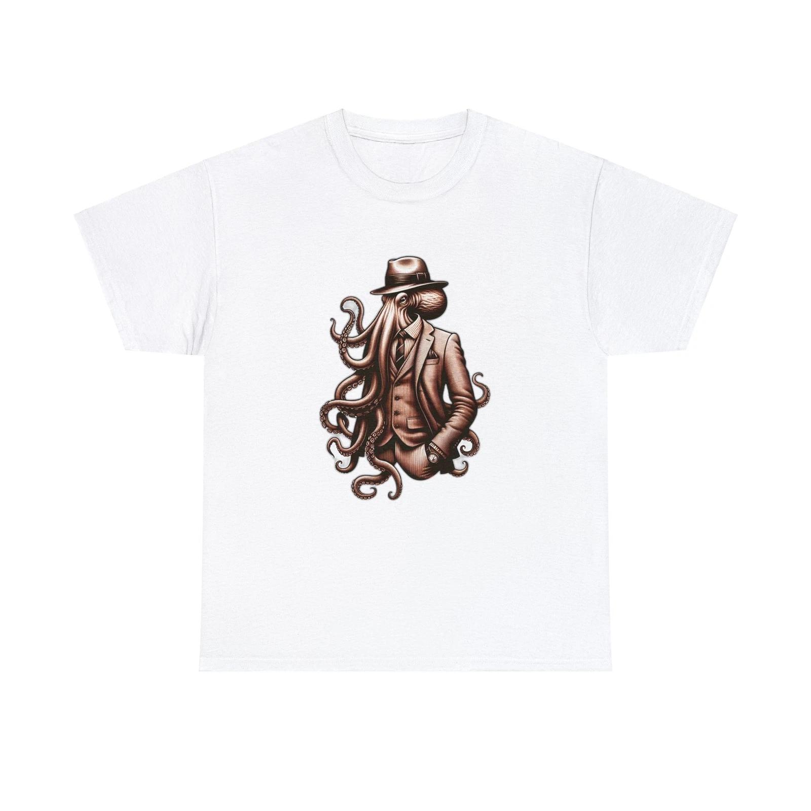 Unisex Adult Animal T Shirt: Sophisticated Octopus Fashion Tee Ocean Life Art S