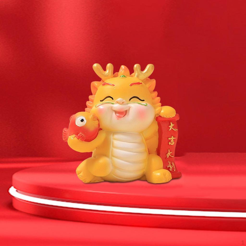 Chinese Resin Dragon Statue, Year Figure, Cute Sculpture for Cabinet,