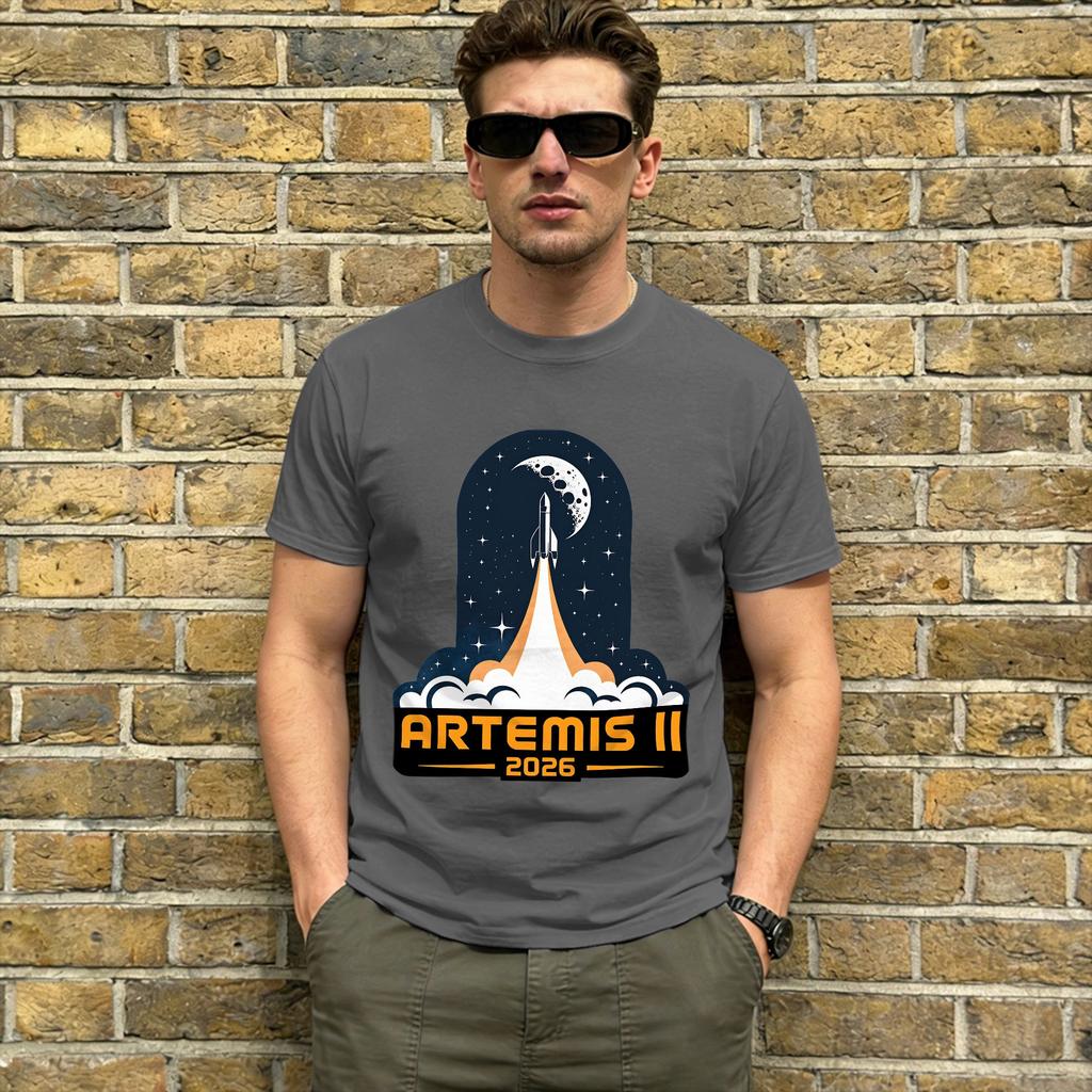 Artemis Ii Moon Mission T Shirt Beach 100 Cotton Tshirts For Man Popular Print Tee Shirt Shortsleeved Y2k Basic Tees