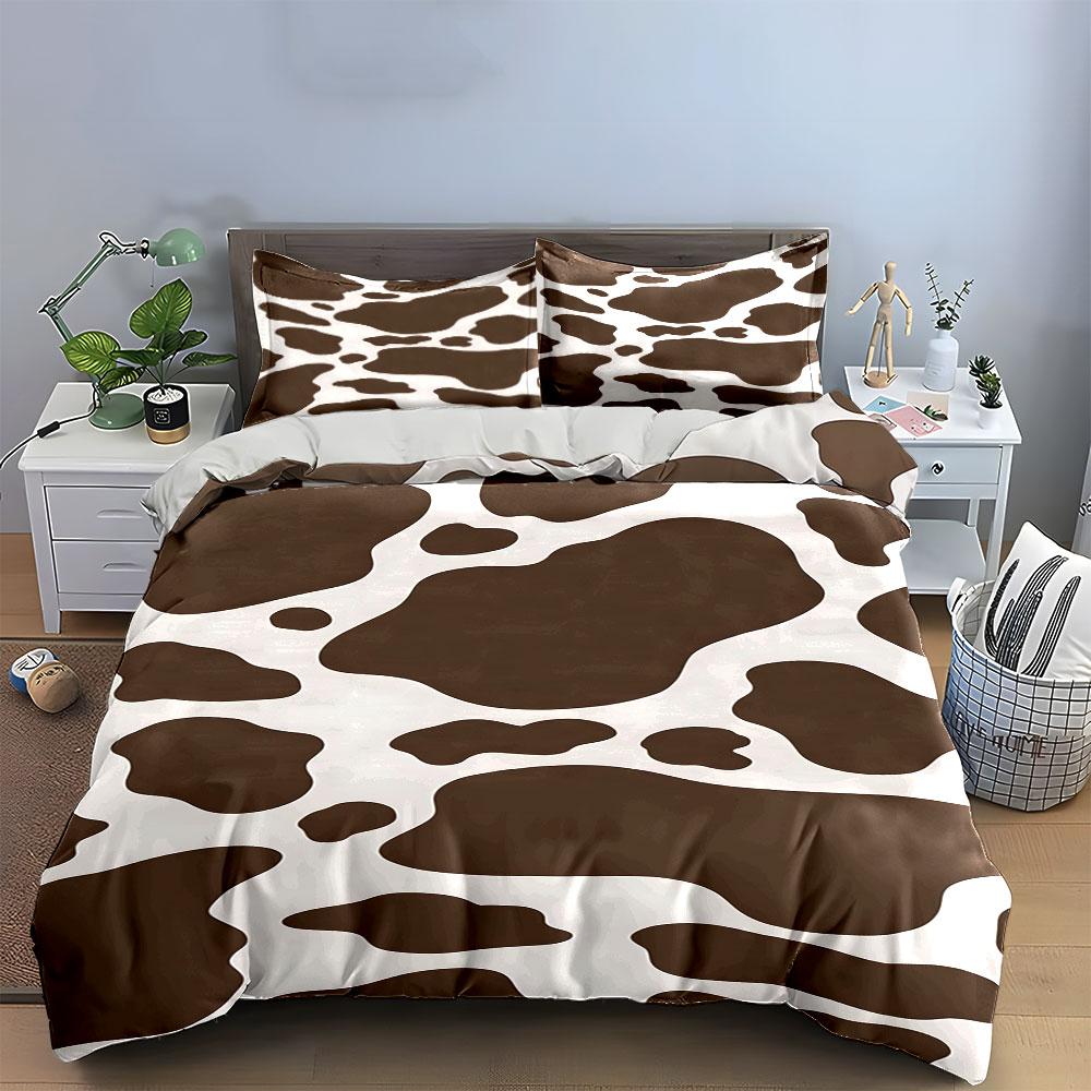Brown and white cow spots. Bedding sets Duvet cover sets Duvet covers Pillowcases(1*Duvet Cover 2*Pillowcases without duvet insert)