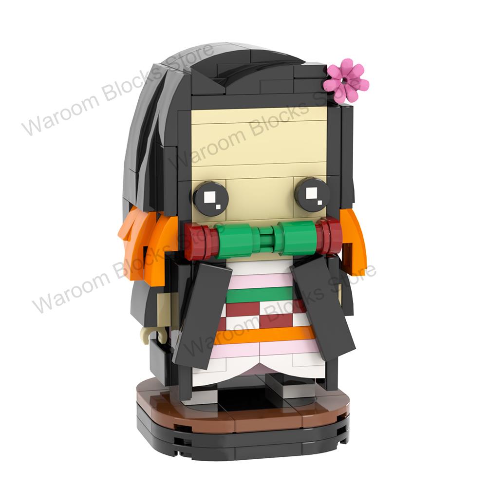 MOC Demon Bricks Anime Figure Slayer Head Tanjirou Mitsuri Inosuke Building Blocks Friends Gift Toys For Children Adult 3D Medol