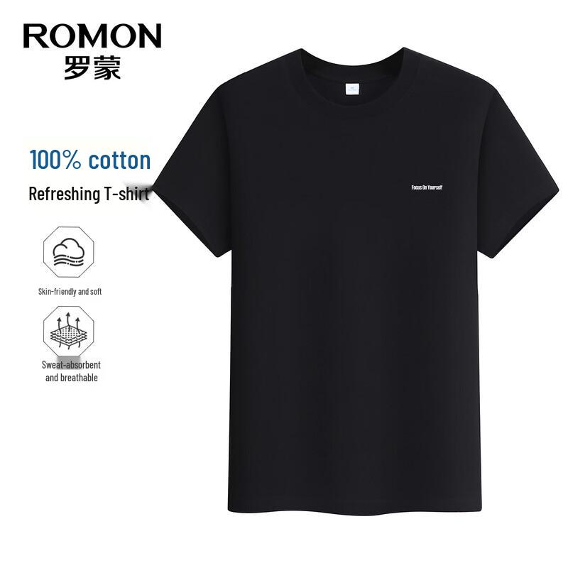 ROMON Men's Crew Neck Pure Cotton Short Sleeve T-Shirt TH2627