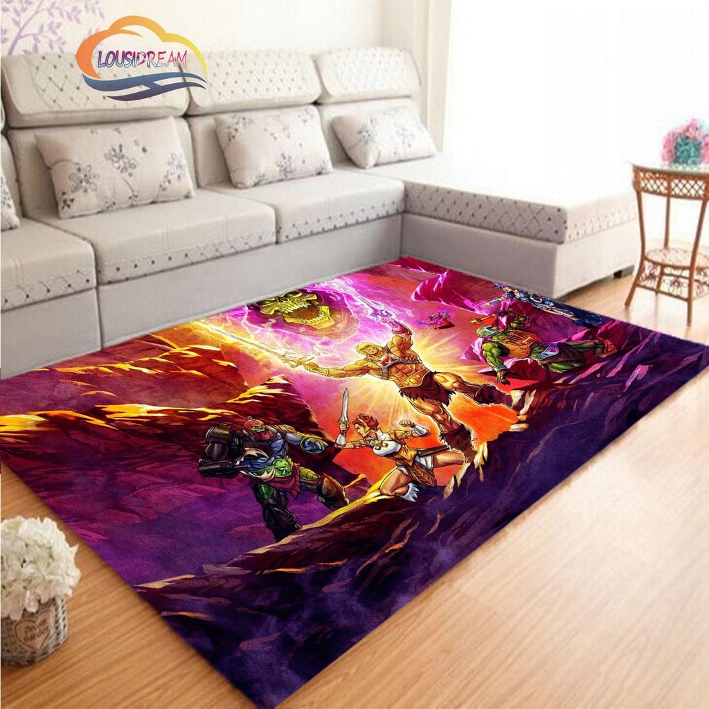 Alfombra de dibujos animados Masters of the Universe, alfombra con estampado 3D de He-Man, alfombra de felpa, alfombra antideslizante, alfombra suave para juegos, alfombra para área de cama, decoración de salón