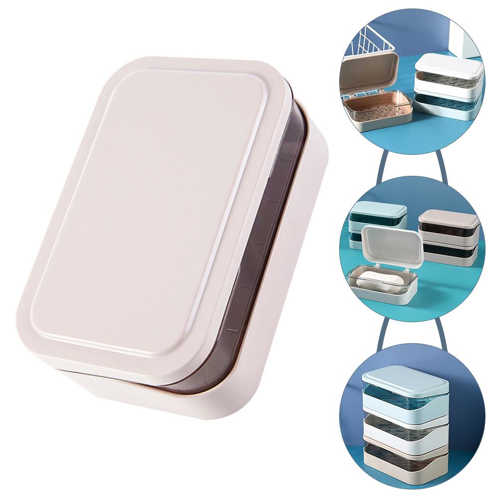 Doppelschichtiger Abfluss Seifenhalter ABS Glatt poliert Stark belastbar Badezimmer Küche Reise Tragbare Seifenschale Box