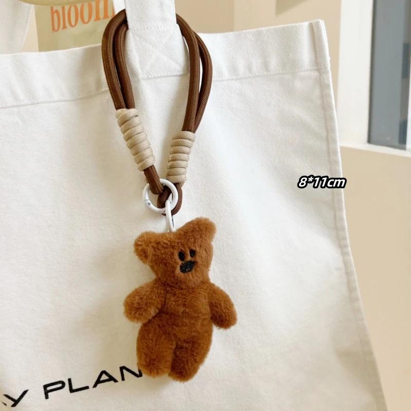 New Plush Cartoon Cute Crooked Head Plush Bear Cute Pendant Bear Doll Schoolbag Pendant Bag Charm