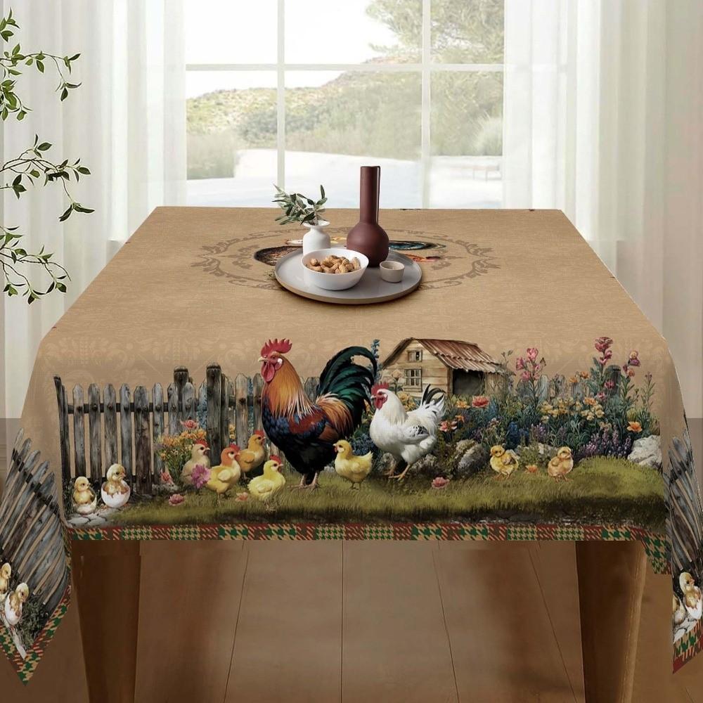 Flower Printed Rectangle Tablecloth Country Rooster Round Table Cloth Table Cover Beauty Massage