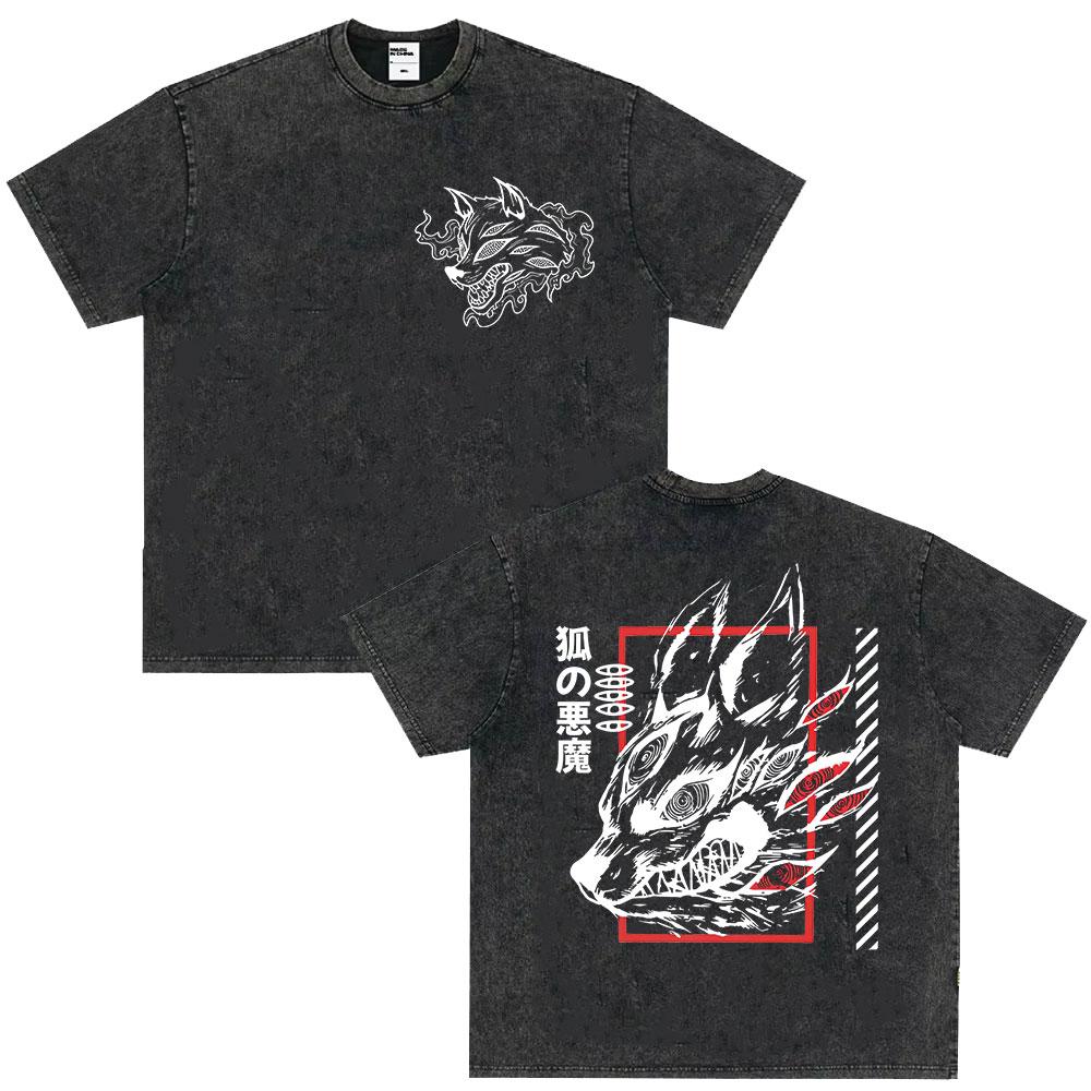 Japanese Anime Chainsaw Man Kobeni Metal Denji Tshirt Vintage Washed Manga Graphic T Shirts Unisex Couples Short Sleeve T Shirt