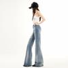 Spring Summer Low Waist Non Cling Light Blue Floor Micro Flare Denim Pants For Women Casual Pants Oversize Denim Trousers
