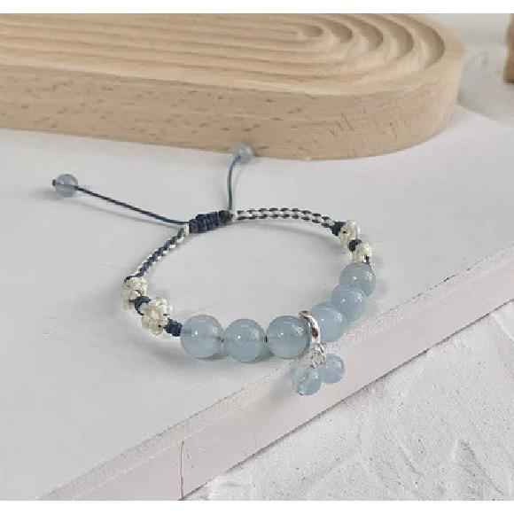 Half-sugar peach natural pink crystal bracelet9Silver Braided Bracelet for Girlfriends Factory-supplied amethyst