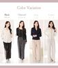 Pintuck Wide Stretch Pants with YKK Office Women's Zipper, Work, Spring/Summer/Autumn (JP, Alphabet, Small, Beige)