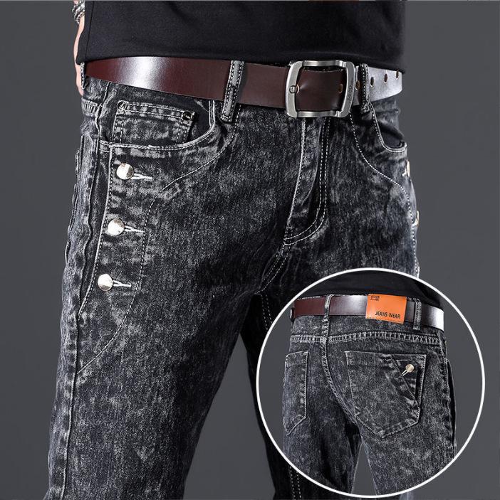 2023 Men's Black Slim Fit Elastic Jeans - Spring & Autumn Style