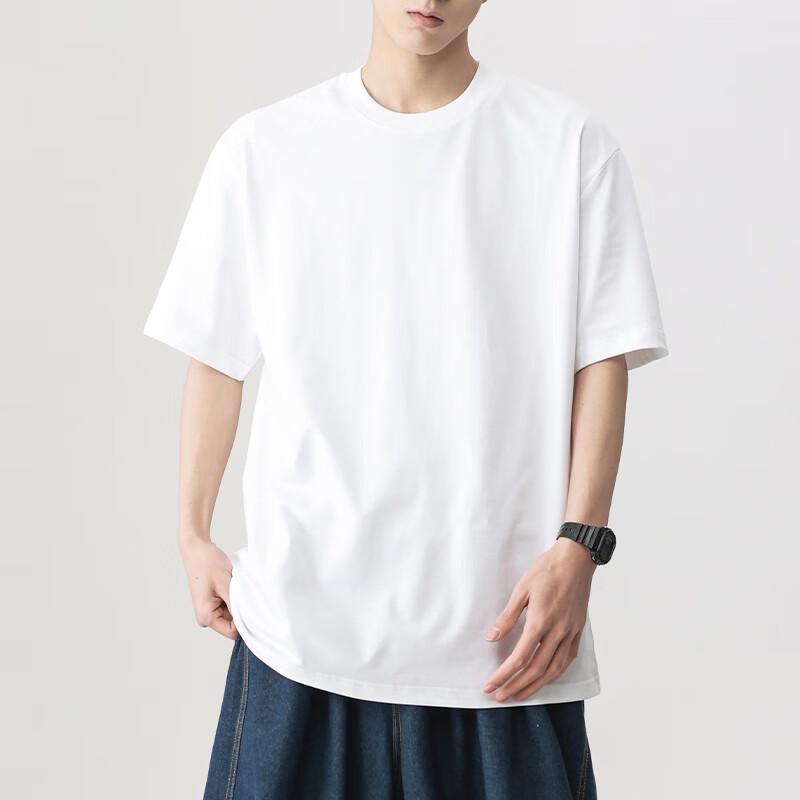 Pánské čistě bílé bavlněné tričko Yuzhaolin s kulatým výstřihem 180g