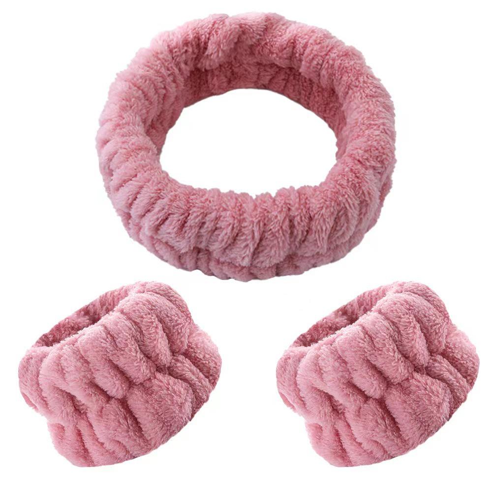 Plush Flannel Absorbent Wristbands & Splash-Proof Headband Set