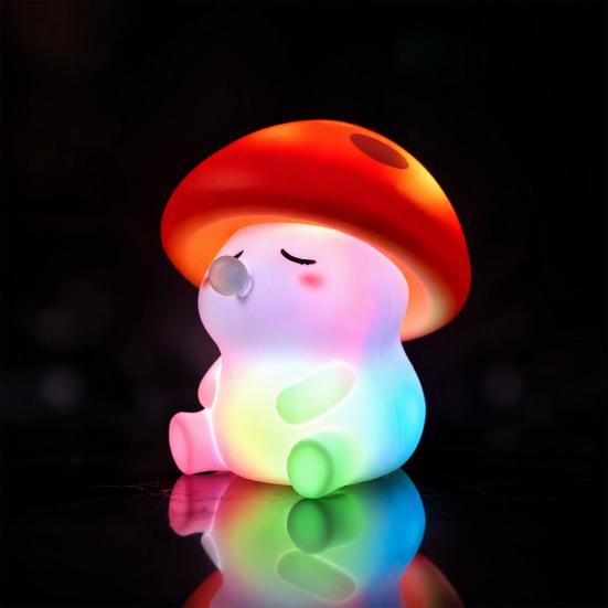Rechargeable Silicone Night Light Mushroom Light, Squishy Touch Nursery Lamp, Warm White & RGB Color?Changing Colorful Lamp 2 Modes, USB Bedside