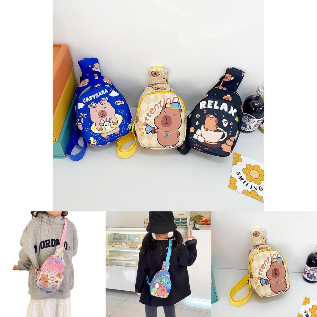 Stylish Children's Cartoon Pattern Crossbody Bag In Black Pink And Blue Colors