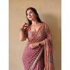 Premium Soft Chinon Printed Mirror Work Saree