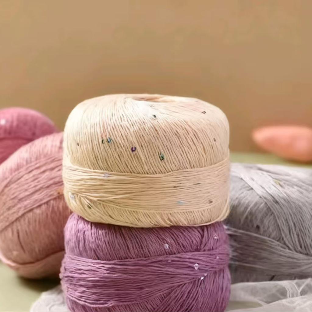 100% Cotton Yarn Sequin Lace 100g OE Spun Anti-Pilling Soft Dyed Crochet Knitting Yarn for Shawl Scarf Hat DIY Ready To Ship