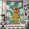 Custom Tapestry Wall Hanging, Scooby-Doo Personalized Name Text Home Wall Decor