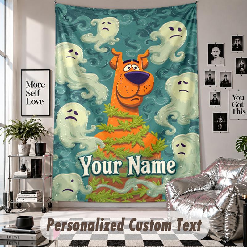Custom Tapestry Wall Hanging, Scooby-Doo Personalized Name Text Home Wall Decor