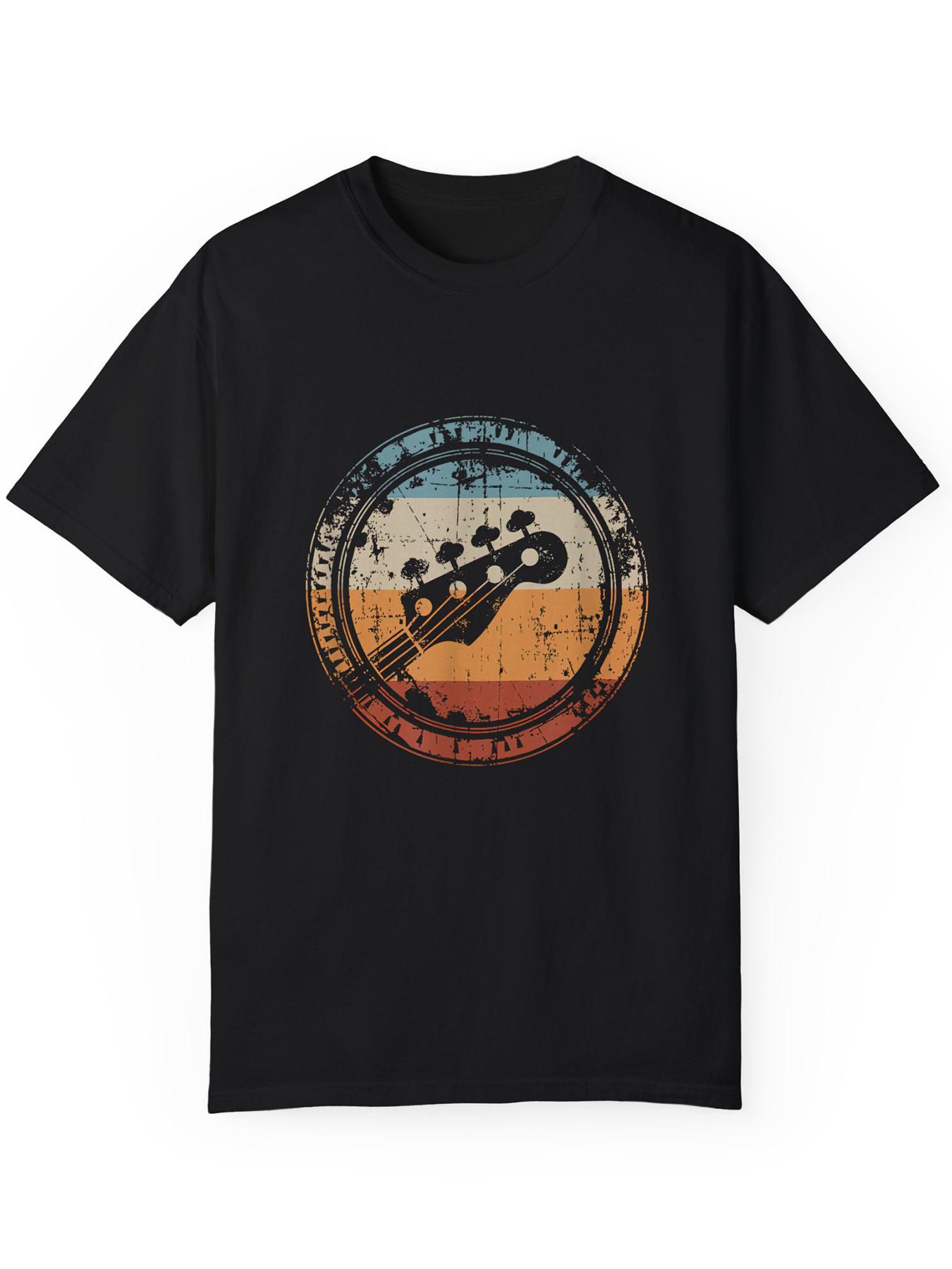 

Men s Music-Themed Guitar Print T-Shirt - All-Season Casual Crew Neck Short Sleeve Top with Music Note & String Design XXL
