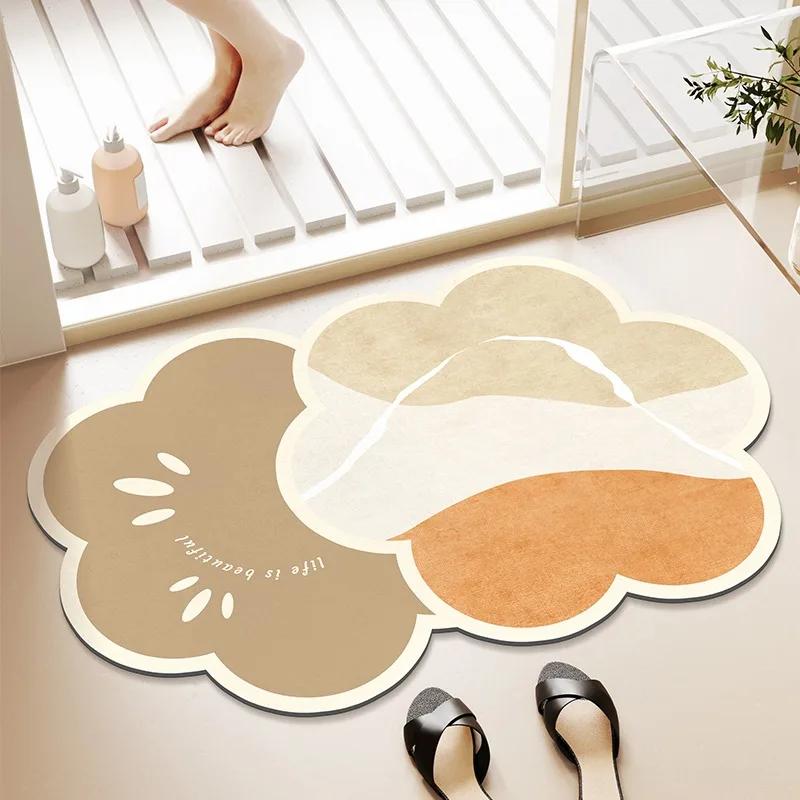 Non-slip Bathroom Carpet Strong Absorbent Beige Stripes Floor Mat Home Decor Toilet Entrance Rug Alfombra De Baño