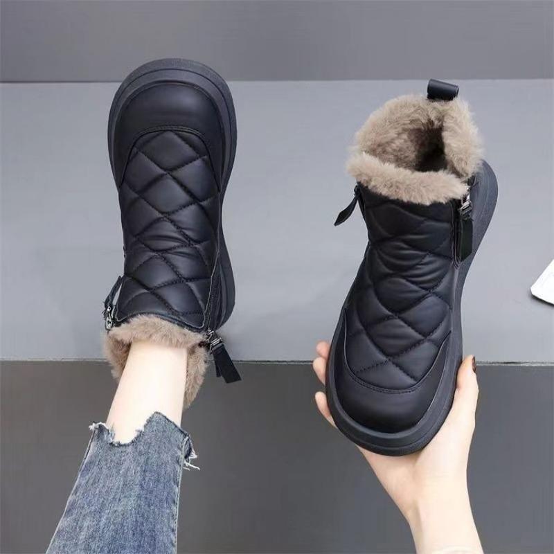 Snow boots women's new winter velvet thickened boots fashionable versatile fur integrated warm cotton shoes