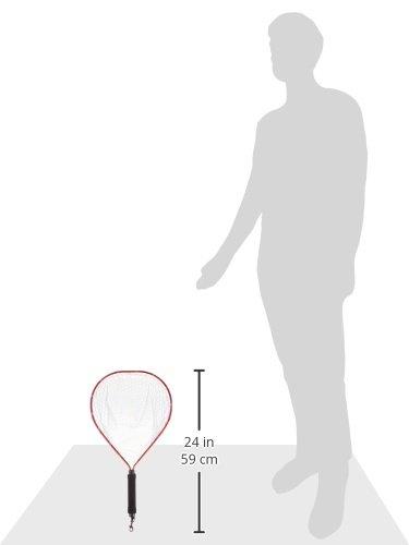 PROX Rubber Landing Net, Short Grip, 12-inch, Red Frame, Clear Net, PX70412CR [Fish-Friendly Rubber Net]