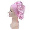 58Cm Solid Color Women Satin Bonnet Cap Night Sleep Hat Adjust Shower Caps