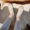 Cowhide~ Little White Shoes Women's Retro Training Casual Lace-up Running Sports Shoes Versatile Flat Baseplate Shoes