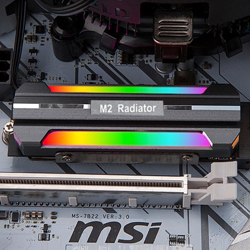 5V-3Pin ARGB AURA Sync Computer 2280 SSD M2 Radiator Aluminum PC RGB M.2 Nvme Cooler Heatsink Solid State Drive Heat Sink Cooler
