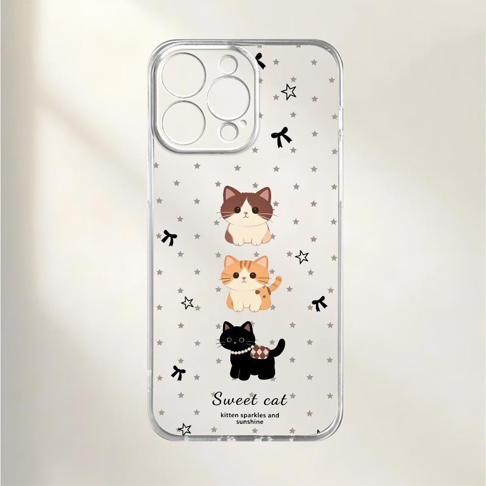 Cat Star TPU transparent phone case suitable for iPhone 17 16 15 14 13 12 11 Pro/Max/Plus anti drop and shockproof back cover