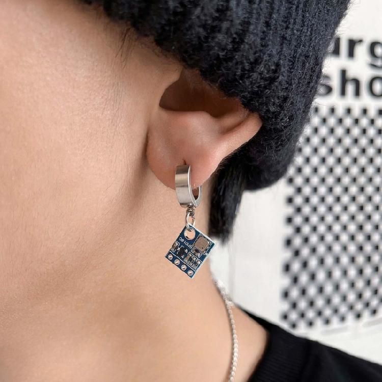 Technology Sense Circuit Board Earrings Punk Trendy Cool Ear Clip Earrings