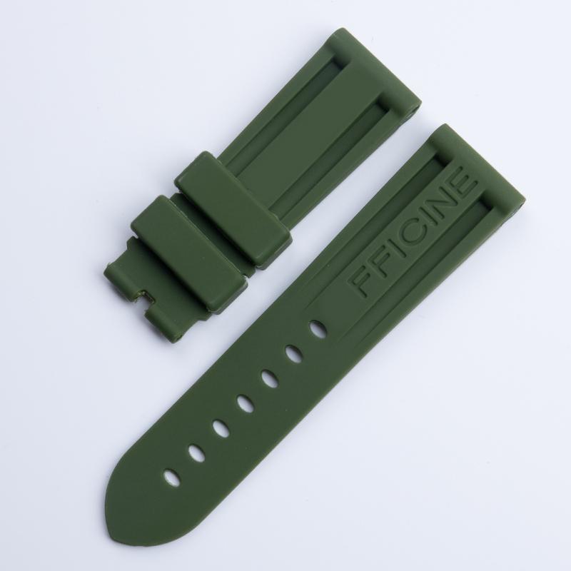 24mm Soft Top Quality Colorful Rubber Watchband For Panerai Strap Black Green Blue Red Band Butterfly Buckle Sport Waterproof