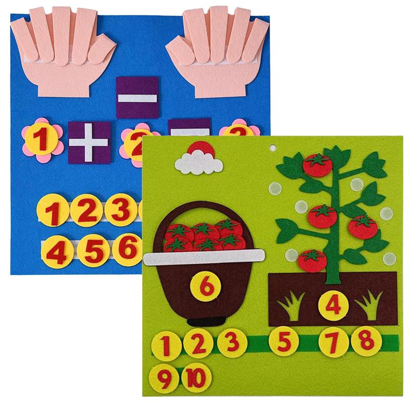 

2Pcs Kindergarten Felt Finger Math Busy Board Montessori Educational Learning Kids Plaything Preschool Manipulatives For Classroom