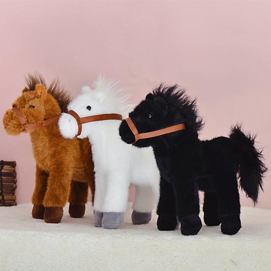 Huggable Pony Plush Toy for Kids Soft Stuffed Animal for Bedtime & Cuddling Realistic Spotty Horse Doll Gift for Children Toddlers
