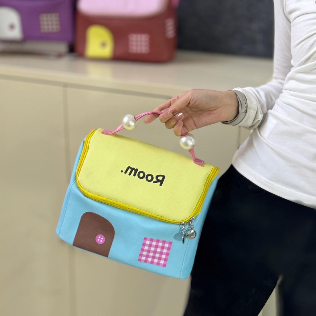 Canvas Cartoon Style Makeup Bag With Large Capacity Waterproof For Travel And Daily Use