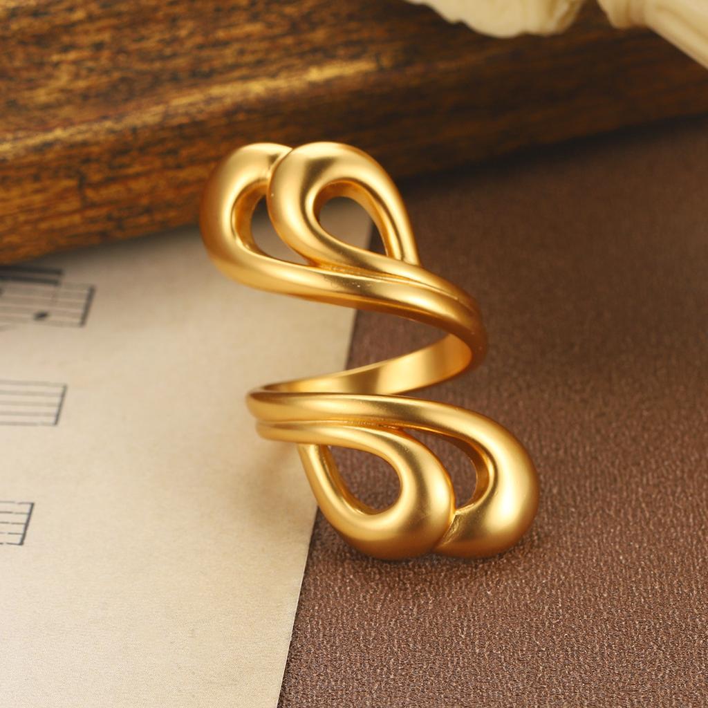Twist Simple Line Hollow Ring Geometric Irregular European and American Personality Niche Open Ring Temperament Jewelry