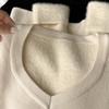 Pullovers Tops Women Long Sleeves Winter Padded V Neck Blouse Oversized Loose Long Sleeve Shirt Slim Pullover Tops