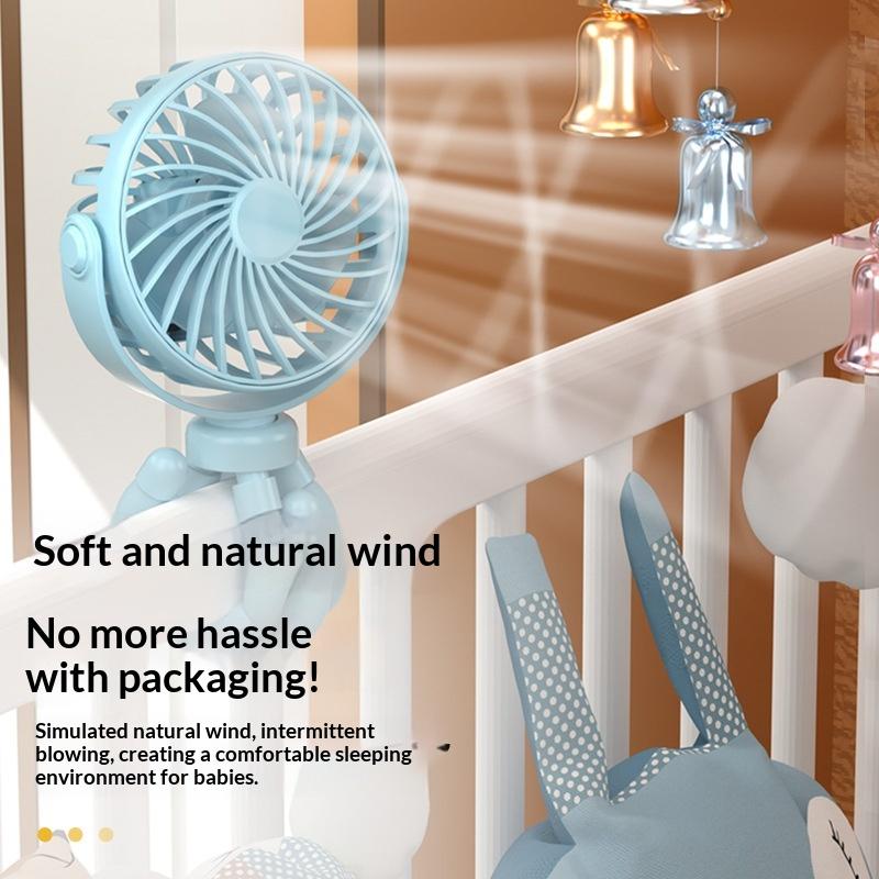 Cross-border New Octopus-Style Mini Fan Handheld Portable Desktop Electric Fan Compact Foldable Stroller Fan USB Rechargeable