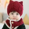 Soft Warm One Piece Hat Scarf Winter Children Bonnet Hats Lovely Baby Knitted Hats  Boys Girls