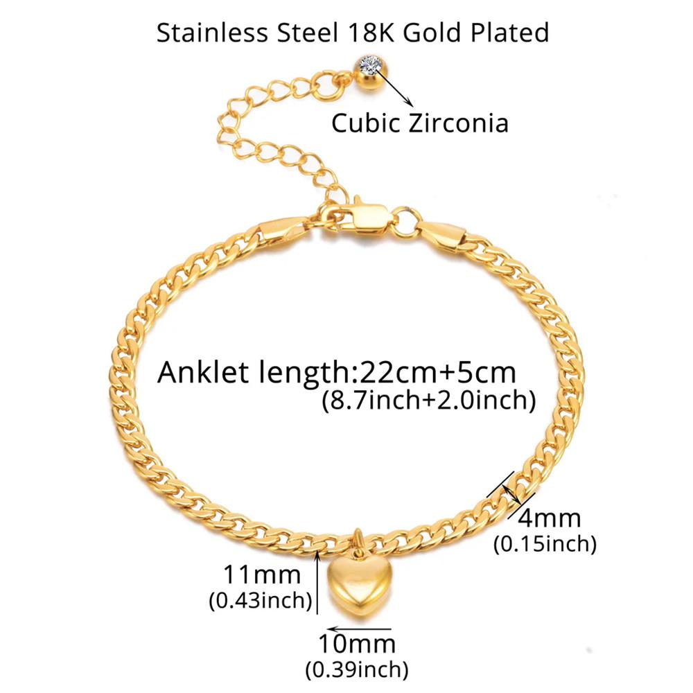 Anklet For Women Gold Color Stainless Steel Cuban Link Ankle Bracelets Summer 2024  Leg Chain Beach Foot Jewelry Ancklets