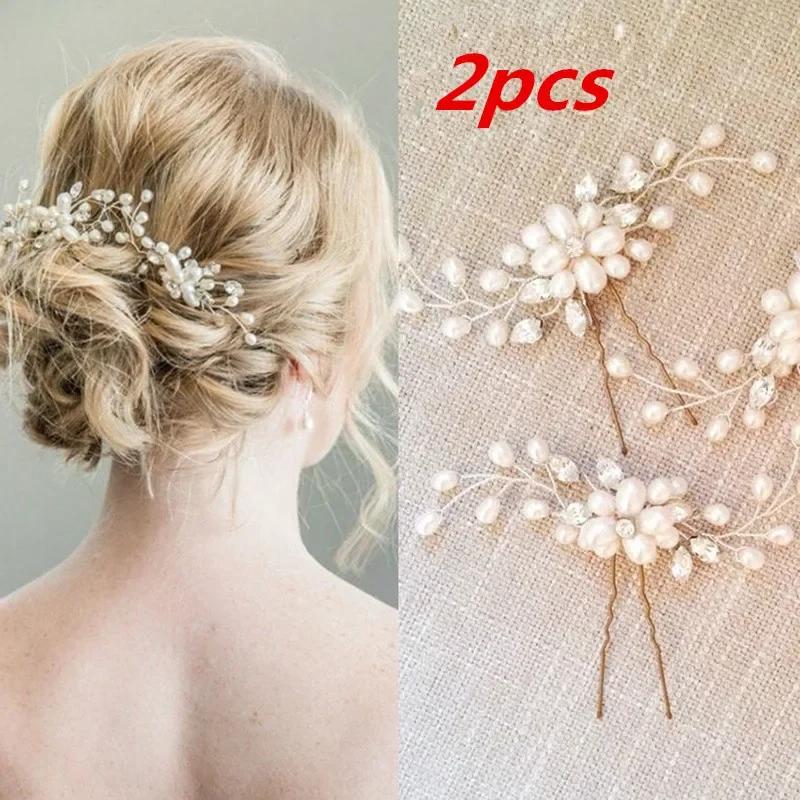Bridal Hair Accessories Crystal Pearls Wedding Hair Clips Jewelry Handmade Crafts