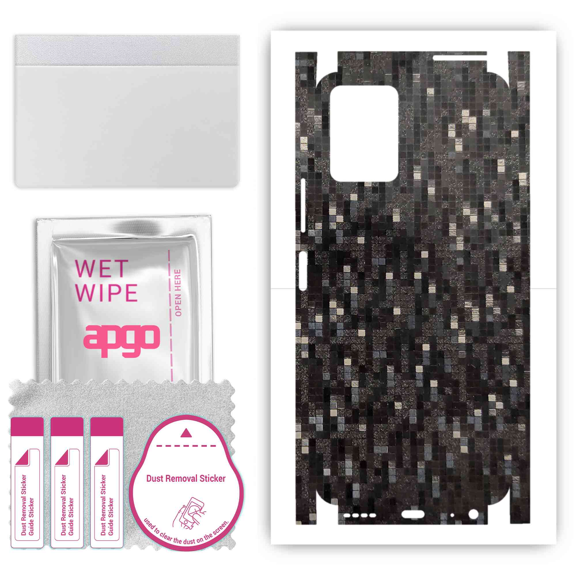

apgo Protective Skin Sticker for the back+sides compatible with Vivo Y21 2021, Full Wrap Film, Foil, Vinyl - Pattern Carbon Black Pixel